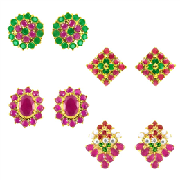 Sri Jagdamba Pearls-Spectrum 4 Earring Sets - JPMA-3-204C