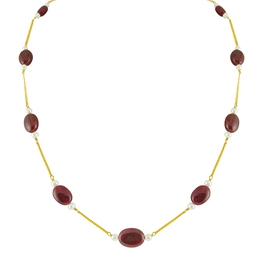 Sri Jagdamba Pearls - Ruby & Pearl Gold Chain JP-AUG 452