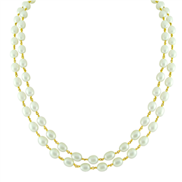 Sri Jagdamba Pearls - Dual String Pearl Gold Chain JP-AUG 457