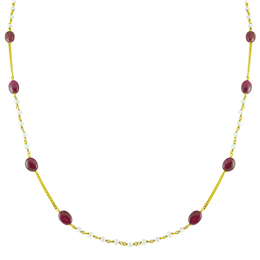 Sri Jagdamba Pearls - Pearl & Ruby Gold Chain JP-AUG 461