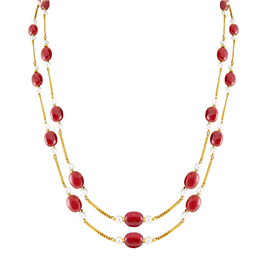 Sri Jagdamba Pearls - Ruby Gold Chain JPSEP-9-1115