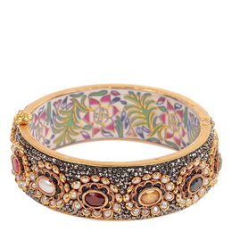 Amethyst by Rahul Popli-Gold Patra Navratna Bangle - RPSC15580