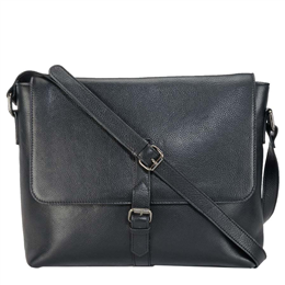 Phive Rivers Men's Leather Messenger Bag Black - PR1122