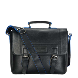 Phive Rivers Men's Leather Messenger Bag Black - PR1127