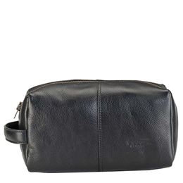 Phive Rivers Men's Leather Toilet Kit Bag Black - PR1136