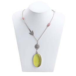 Caravan Craft-Filigree Neck Chain with Yellow Agate Stone-JWNP006AISL00