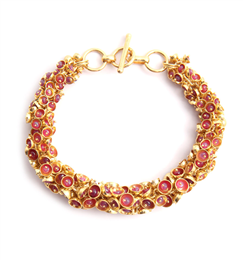 Caravan Craft-Ruby Stone Gold Plated Chain Bracelet-JWAB127COGL00