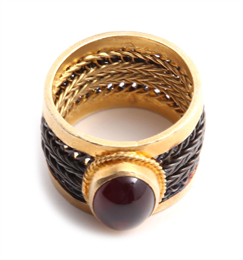 Caravan Craft-Woven Band Ring with Ruby Light Tourmaline-JWFF138COGL00