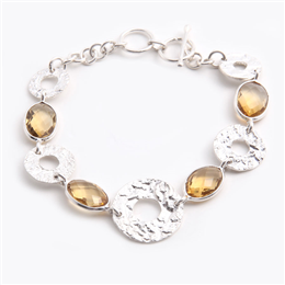 Caravan Craft-Silver Link Bracelet with Citrine Stone-JWAB105FISL00