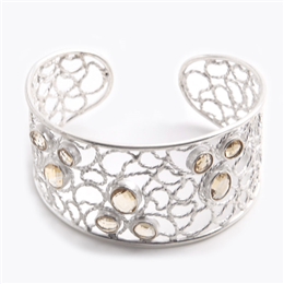 Caravan Craft-Silver Cuff with Citrine Stone-JWAC109FISL00