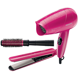 Philips Promotional Pack Styling Kit with Hair Straightener, Hair Dryer, Curler Combo Pack HP8647-40