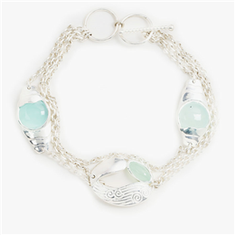 Caravan Craft-Silver Chain Layered Bracelet with Natural Blue Onyx Stones-JWAB215WASL00