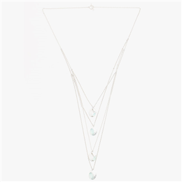 Caravan Craft-Long Tiered Silver Neck Chain with Natural Blue Onyx Stone-JWNC217WASL00