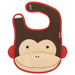 Skip Hop Zoo Little Kid and Toddler Tuck-Away Water Resistant Baby Bib - Monkey 232103