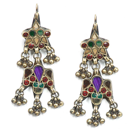 Amethyst by Rahul Popli - Silver Floral Multicolour Glass Earrings - RPSE07539