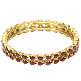 Amethyst by Rahul Popli - Silver Golden Pink Crystal Bangle - RPSC16635