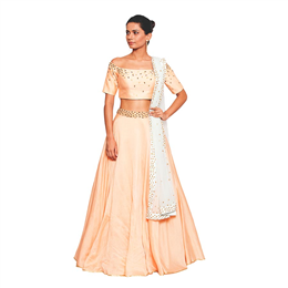 Salt and Spring - Peach Off Shoulder Blouse & Skirt Set - BL-6001-SK-3001