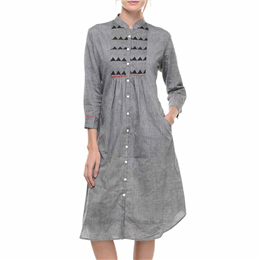 ANS ASTHA AND SIDHARTH Women's Designer Grey Mangalgiri Tunic with Yoke