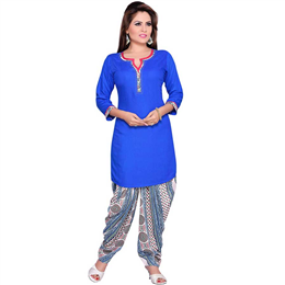 Zola Women's Designer Blue Kurta with Printed Patiyala 158448-BL