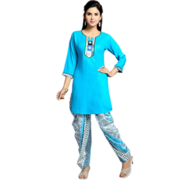 Zola Women's Designer Blue Kurta with Printed Patiyala 158407-BL