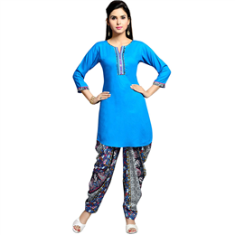Zola Women's Designer Blue Kurta with Printed Patiyala 158408-BL