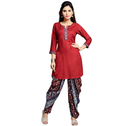 Zola Women's Designer Maroon Kurta with Printed Patiyala 158408-MRN