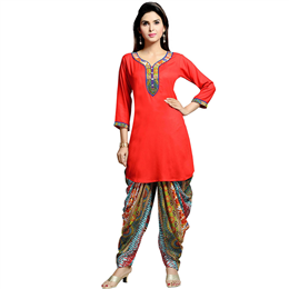 Zola Women's Designer Red Kurta with Printed Patiyala 158409-RD
