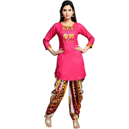 Zola Women's Designer Pink Kurta with Printed Patiyala 158410-PK