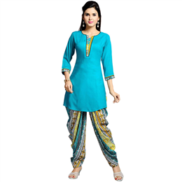 Zola Women's Designer Blue Kurta with Printed Patiyala 158411-BL