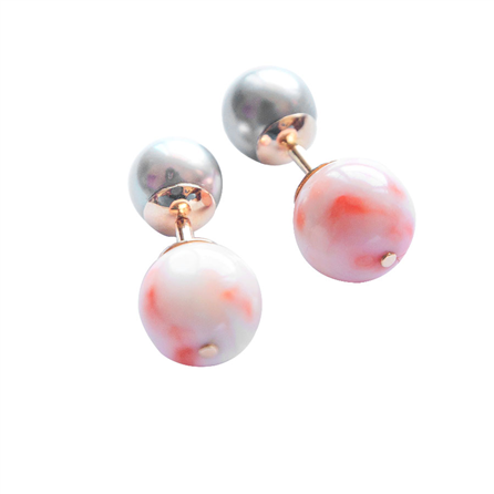 Pink Coral And Australian Grey Pearl Earring ER2838