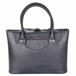 Soho Dark Blue Leather Gallery Tote Small - VE2105