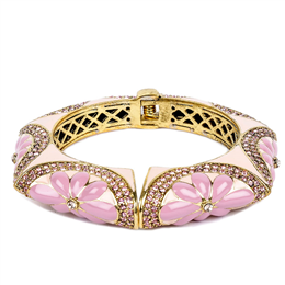 Pout -Floral Pink Brass Women Cuff  PC 275