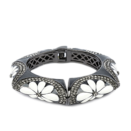 Pout -Black And White Floral Brass Women Cuff  PC 276
