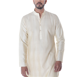 Off White-Kurta - IICKURSLK-004