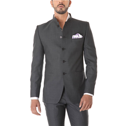 Dark Grey Bandhgala Suit 2 - IICBGSAW15-009