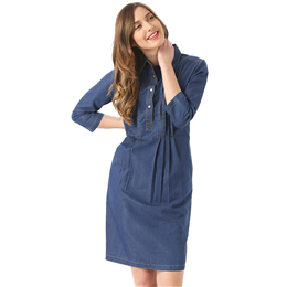 Marie Claire Blue Solid Shift Dress MC10231A