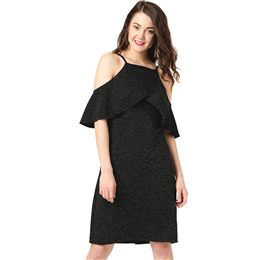Marie Claire Black Solid Shift Dress MC10236
