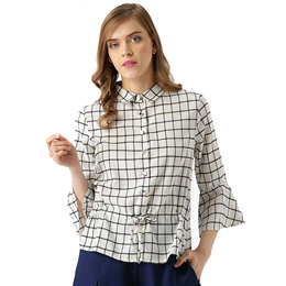 Marie Claire White Checked Shirt MC10278