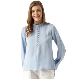 Marie Claire Light Blue Solid Blouse MC10279A