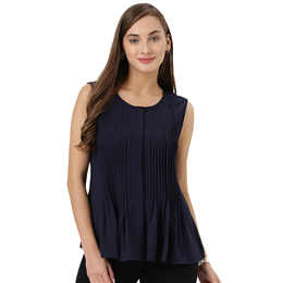 Marie Claire Navy Blue Solid Blouse MC10281A