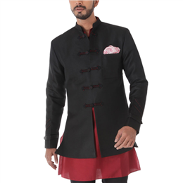 Black Bandhgala Jacket IICORBGJ-051