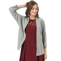 Marie Claire Grey Solid Shrug MC10250