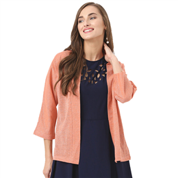 Marie Claire Peach Solid Shrug MC10250A