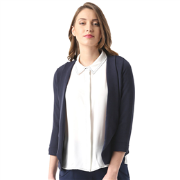 Marie Claire Navy Blue Solid Shrug MC495B