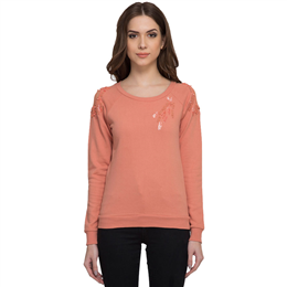 Marie Claire Peach Embellished Sweatshirt MC10253