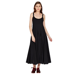 Black Flared Long Dress with Vertical Panels DRSCCMDB60S-200N13393716