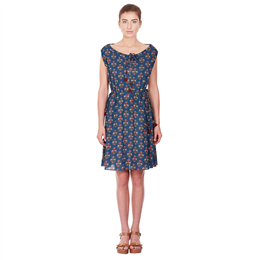 Indigo Screen Printed Short Dress with Floral Motifs DRSCVL70S00N13413687