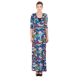 Blue Jodhpur Screen Printed Long Dress with Tulip Motifs DRSHVL40S00N13403800