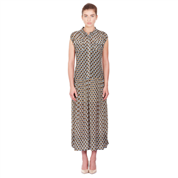 Khaki Long Dress in a signature Ritu Kumar Criss-Cross Pattern DRSVCR-8000N13453706