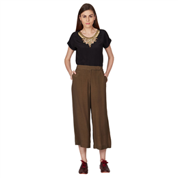 Tobacco Cropped Stylish Urban Trousers  PNTCLST00N11033682